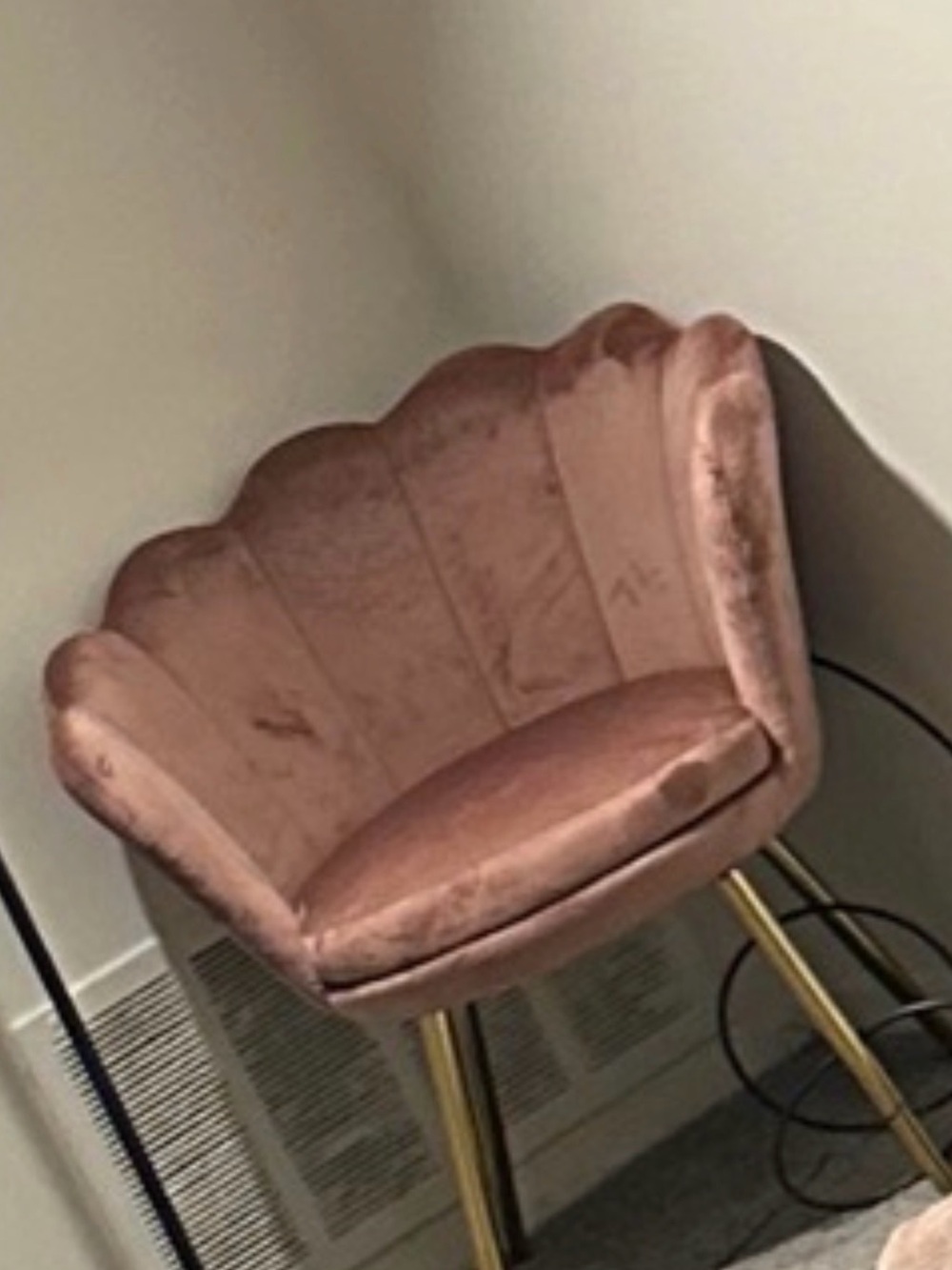 Blush Velvet Shell Accent Chair with Gold Legs